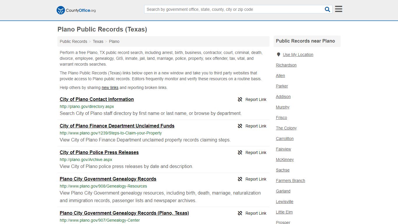 Plano Public Records (Texas) - County Office